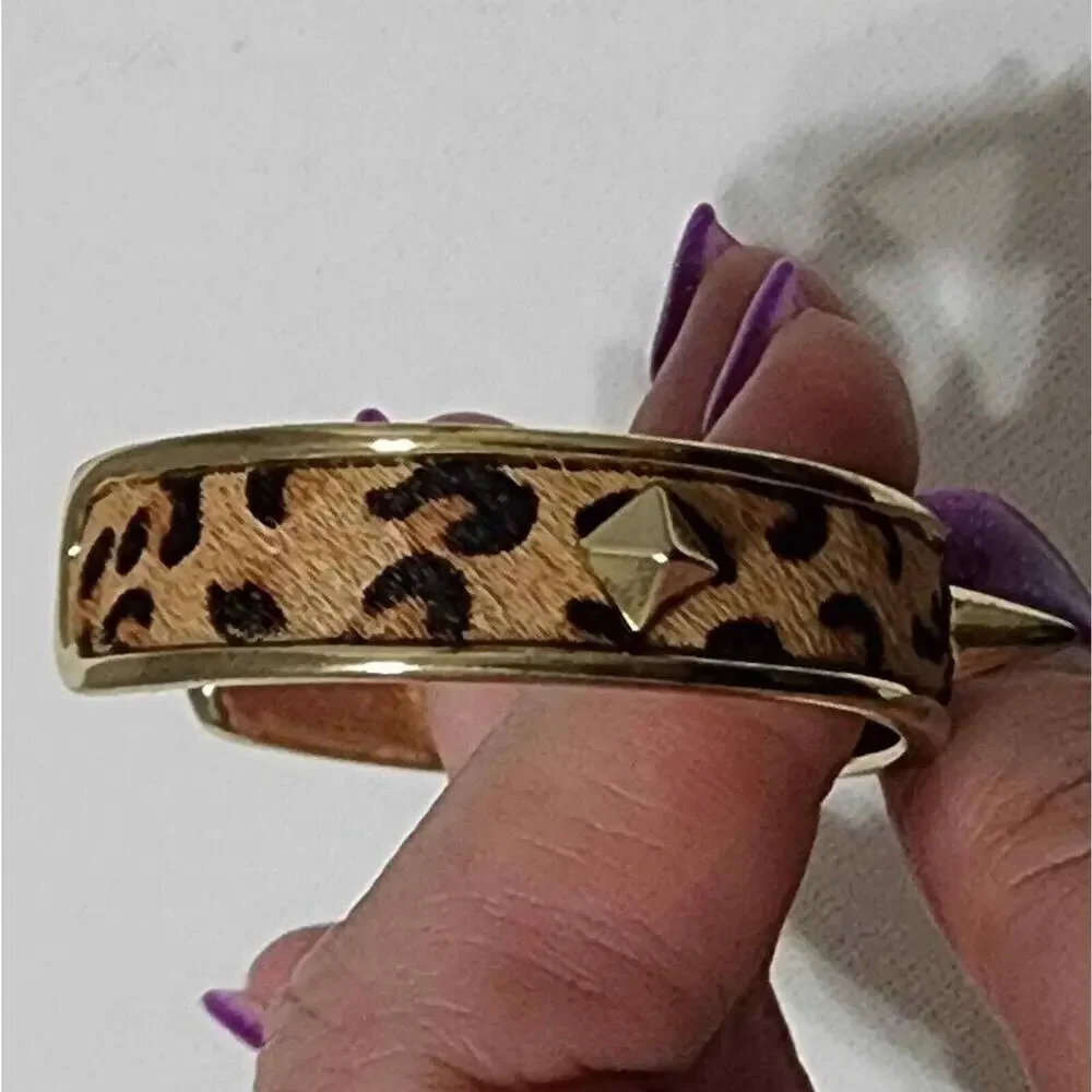 TRreska leopard print studded cuff bracelet new!!!